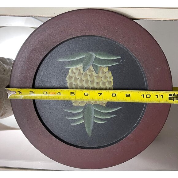 Round Pineapple Wall Plaque 12” Hand-Painted Rustic Decor - Picture 2 of 3